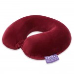 VIAGGI U Shape Round Memory Foam Soft Travel Neck Pillow for Neck Pain Relief Cervical Orthopedic Use Comfortable Neck Rest - Burgandy